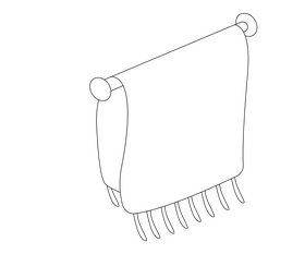 Towel hanging black and white clipart