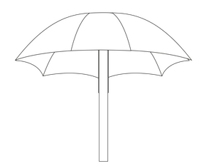 Cartoon beach umbrella black and white clipart
