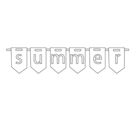 Summer garland cartoon black and white clipart