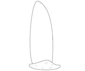 Surfboard cartoon black and white clipart