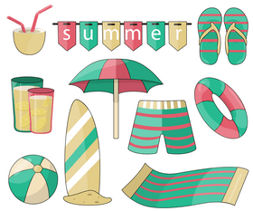 Beach summer elements vector