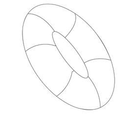 Swimming lifebuoy ring black and white clipart