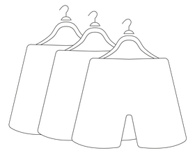 Hanging shorts black and white clipart
