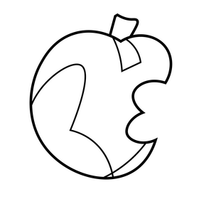 Apple bitten black and white clipart