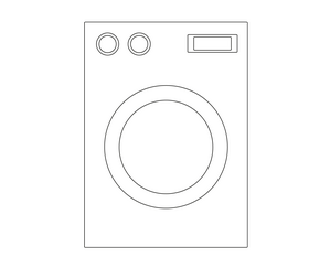 Washing machine cartoon black and white clipart