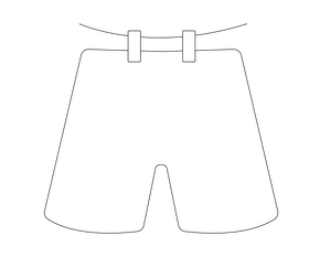 Hanging shorts drawing black and white clipart