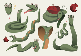 Snake cartoon set vector
