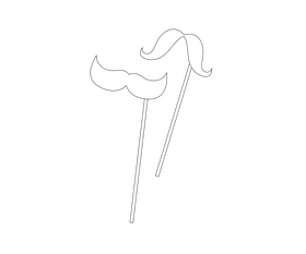 Mustache party illustration black and white clipart