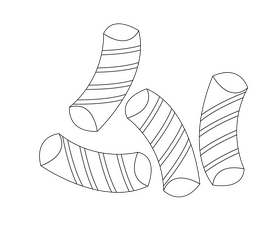 Cartoon macaroni pasta black and white clipart