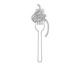 Spaghetti noodle black and white clipart