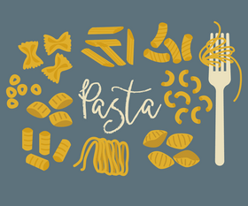 Types of pasta vector