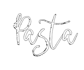Pasta text black and white clipart