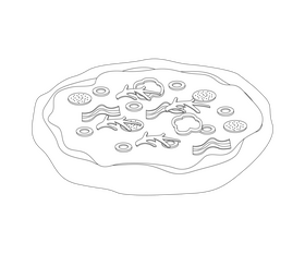 Pizza illustration black and white clipart