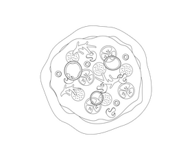 Salami pizza free black and white clipart
