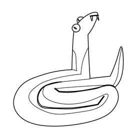 Green snake cartoon drawing black and white clipart