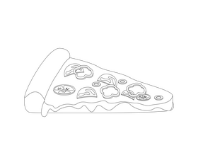 Slice of pizza black and white clipart