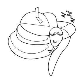 Printable snake sleeping black and white clipart
