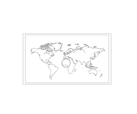World map cartoon black and white clipart