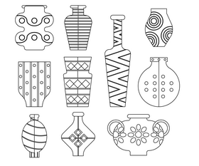 Set of vases black and white vector