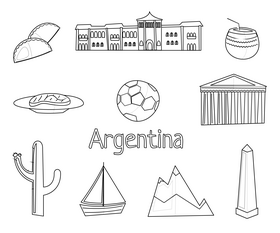 Argentina icons set black and white vector