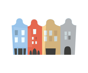 Austrian colorful apartment buildings clipart