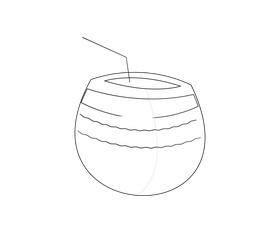 Cocktail illustration black and white clipart