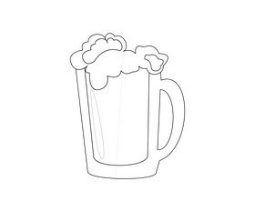 Beer mug cartoon black and white clipart