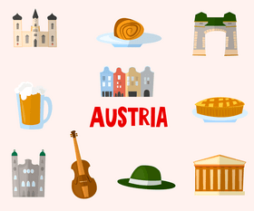 Austria icons set vector