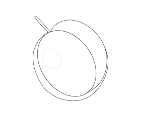 Plum fruit black and white clipart