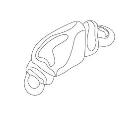 Cartoon croissant black and white clipart