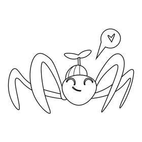 Cartoon cute spider love drawing black and white clipart