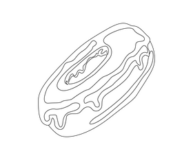 Donut drawing, doughnut cartoon black and white clipart
