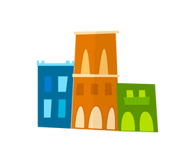 Colorful apartment, cuban houses clipart