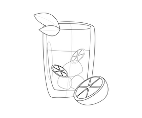 Lime mojito black and white clipart