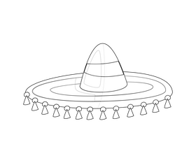 Cuban hat cartoon black and white clipart