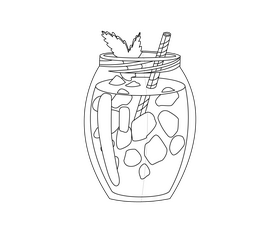 Fresh orange juice black and white clipart