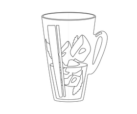 Fresh apple juice illustration black and white clipart