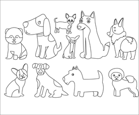 Dog breeds black and white vector