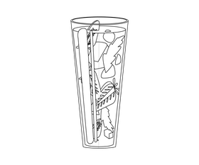 Mix fruit fresh juice black and white clipart