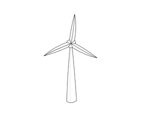 Windmill illustration black and white clipart