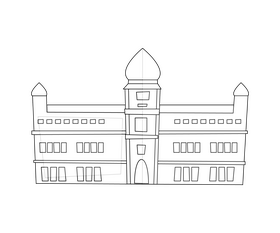 Royal Castle, Poznan, Poland black and white clipart