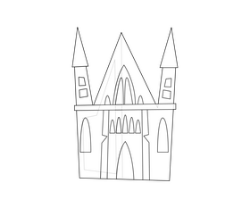Archcathedral Basilica church in Poland black and white clipart