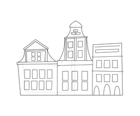 Free houses cartoon black and white clipart