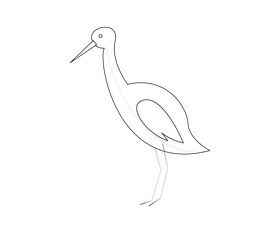 Cartoon heron black and white clipart