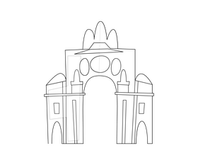 Rua Augusta Arch, Portugal black and white clipart
