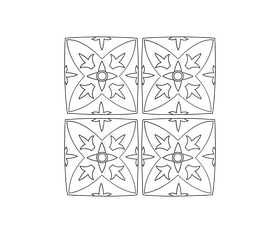 Portuguese tile cartoon black and white clipart