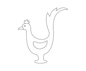 Cartoon Rooster of Barcelos black and white clipart