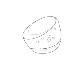 Half cut potato black and white clipart