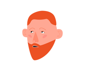 Red hair, red beard man face clipart