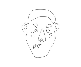 Angry man face illustration black and white clipart